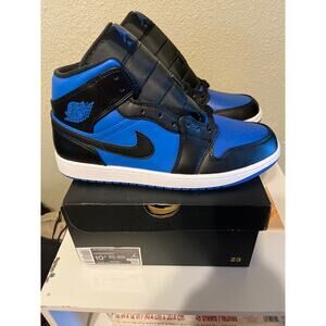 Nike Air Jordan 1 mid men’s sneakers, ￼black/hyper royal number DQ 8426–042 NIB